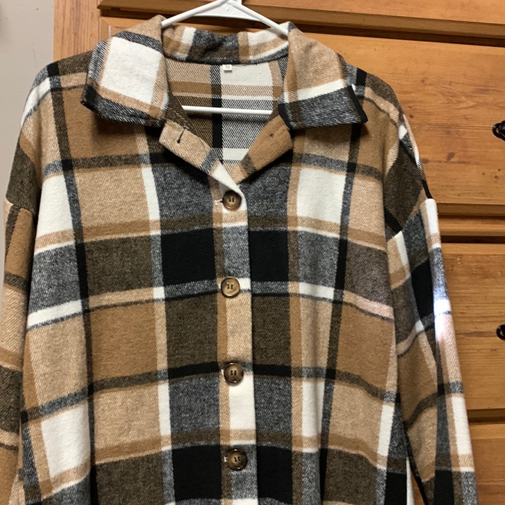 Brown plaid shacket.